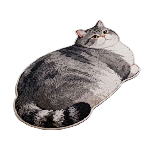 Cat Shaped Floor Mat Absorbent Area Rug Cute Animal Bathroom Bedroom Decorative Playmat