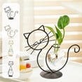 thumbnail image 1 of Cat Shaped Flower Holder Wrought Iron Vase with Glass Tube for Hydroponic Plants Home Desk Decor Living Room Centerpiece(A), 1 of 6