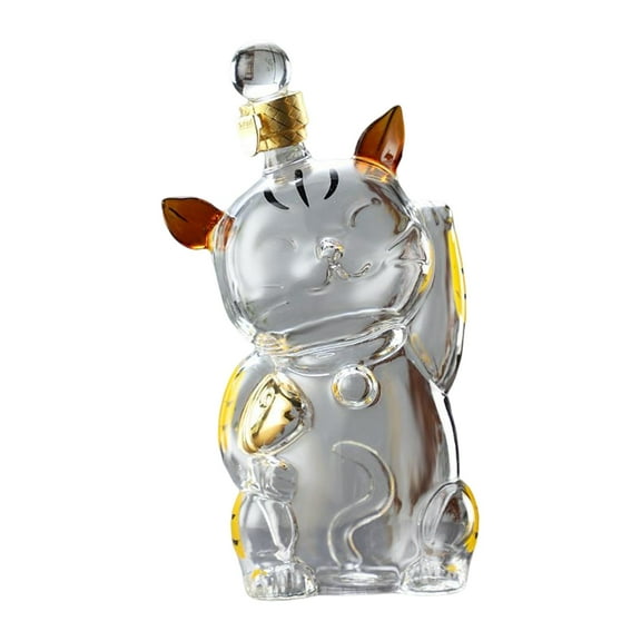 Cat Shaped Large Decanter with Airtight Stopper High Borosilicate Glass Dispenser Bottle Drinkware Holder Carafe for Home
