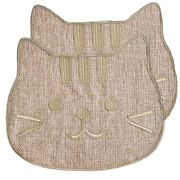 BVIEAKD Cat - Shaped Linen Placemat, Cute Animal - Design Table Mat for Kitchen Dining, Farmhouse & Home Decor, Perfect for Daily Use & Party Settings（2 pcs）