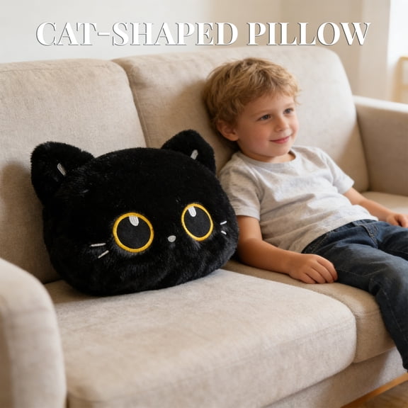 Cat Shaped Plush Pillow 19X13 Inch Stuffed Animal Cushion Toy For Home Office Decor, Soft Plush Material For Comfortable Support & Cute Cat Face Design, Ideal Gift For Teens