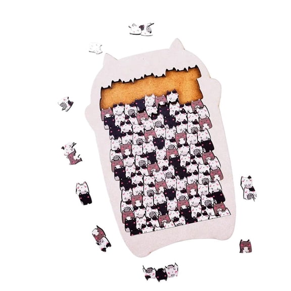 Cat Shaped Wooden Jigsaw Puzzle,Unique Animal Shape Wooden Jigsaw Puzzle,Challenging Irregular Jigsaws with Frame,Cute Cats Jigsaws Puzzles Decorative,Creative Gifts for Cats Lovers