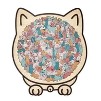 Cat-Shaped Wooden Puzzle - Morandi Colorful Cat Jigsaw, Shaped Puzzle for Decorations & Ornaments, Fun Kitty Puzzle Art for Home Decor, Activities & Cat Lovers’, 9.45*8.66in, Macaron colors