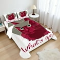 thumbnail image 1 of Ambesonne Saying Fitted & Top Sheet Set with Shams, Love Words Cat Kitten, Red Grey White, 1 of 8