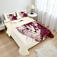 thumbnail image 1 of Ambesonne Vintage Fitted & Top Sheet Set with Shams, Grunge Retro Kitty Cat, Maroon Cream, 1 of 8