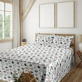 thumbnail image 1 of Ambesonne Cat Fitted & Flat Sheet with Shams 4 Pcs Set, Little Kitty Faces Cartoon Art, Queen, Rose Dark Grey and White, 1 of 5