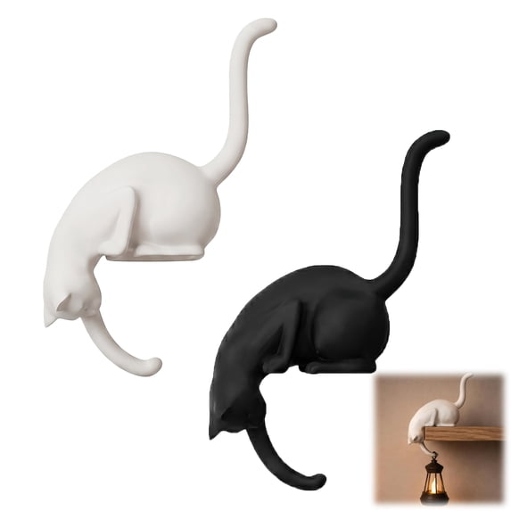 Cat Shelf Hook with Lantern Cat with Lantern Shelf Decor Black Cat Wall Decor with Playful Whimsical Cat Art Rustic Farmhouse Gothic Cat Decor Hanging Shelf Accent Entryway Wall Hook Cat Lover Gift