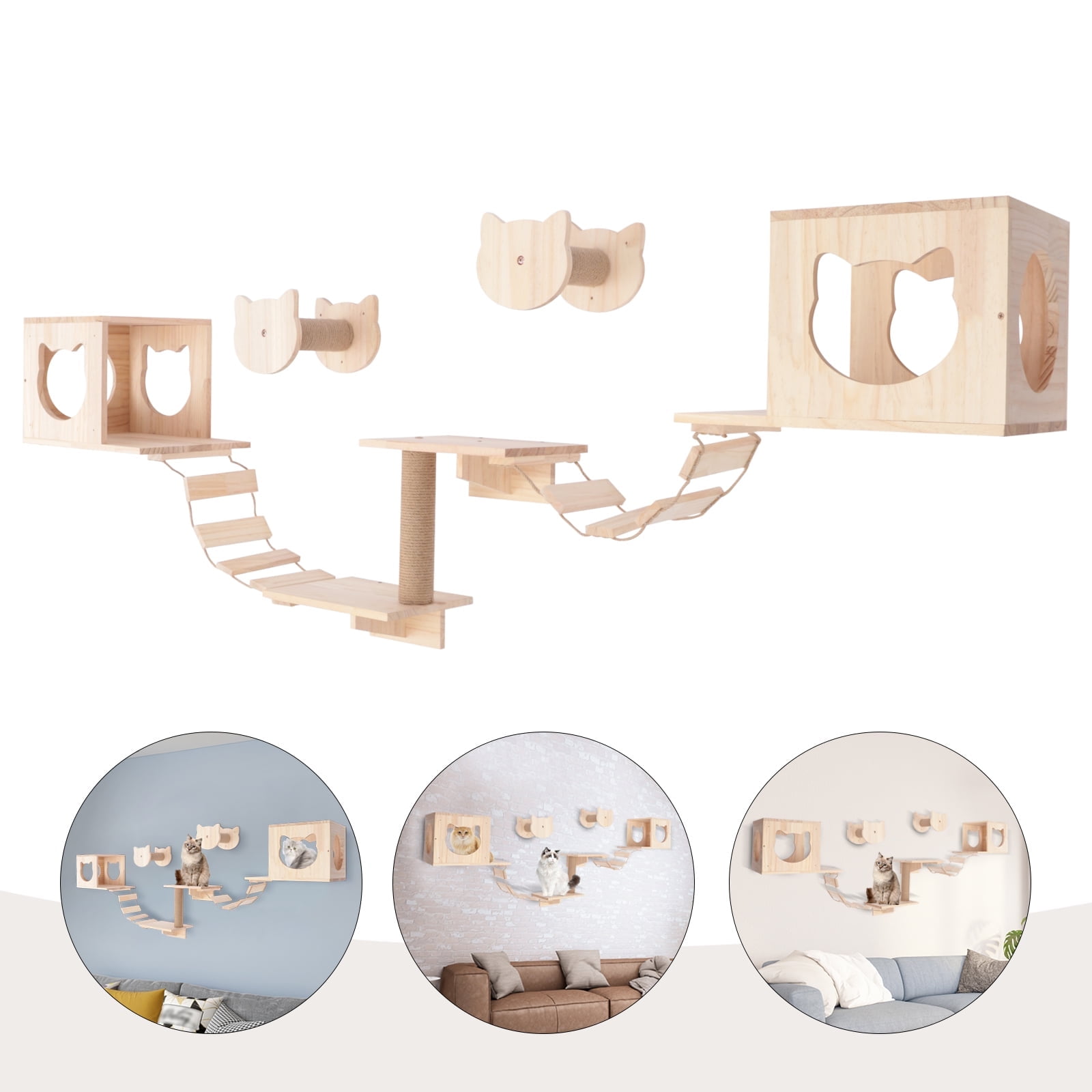 TOOL1SHOoo Wall Mounted Cat Shelves and Perches, Climbing Frame with ...