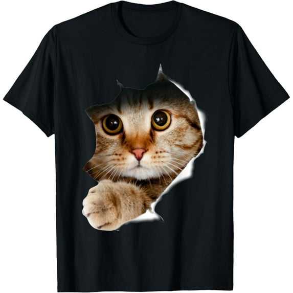 Cat Shirt, Cat Tshirt, Cat Torn Cloth Shirt, Kitten,Kitty T-Shirt