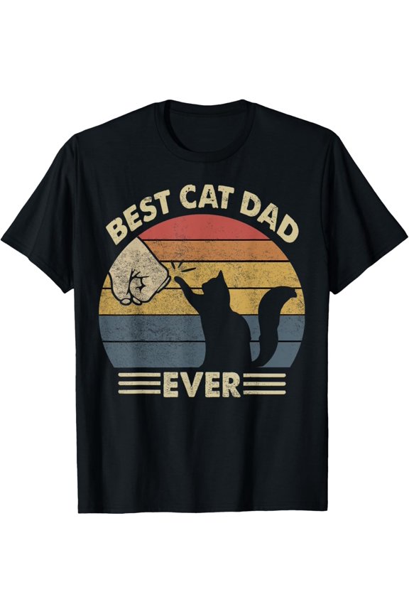 Cat-Shirt Men Best Cat Dad Ever Funny Dad T-Shirt Tee