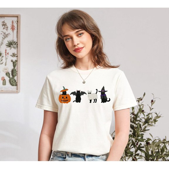 Cat Shirt, Shirt, Cat Shirt, Ghost Shirt, Sweater,Cat Lover Shirt, Spooky Season, Black Cat Shirt All Size S-5Xl