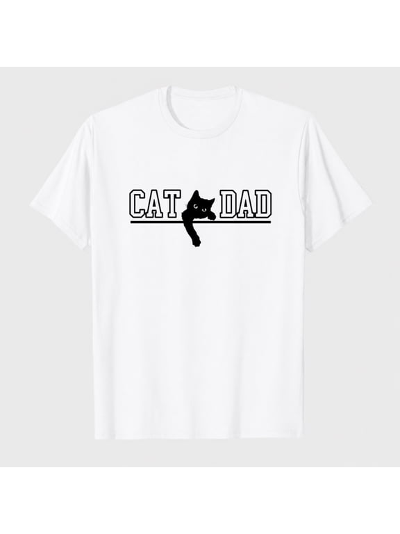 Cat Shirts for Men Cat Dad Shirt Funny Daddy Gifts Summer Animal Graphic Print Tshirt