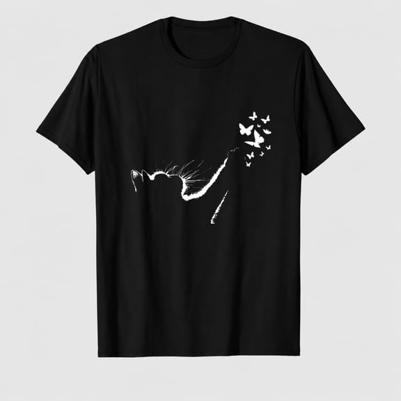 Cat Shirts for Women Cute Cat Summer Short Sleeve Graphic Printed Casual Tees Shirt Crew Neck Vacation Funny Blouse Tops
