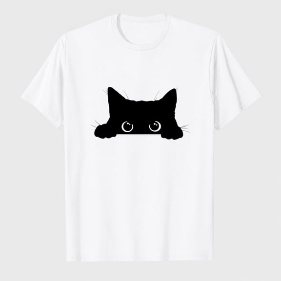 Cat Shirts for Women Funny Black Cat Tshirt Cat Mom Shirt Cute Graphic Tee Casual Short Sleeve T-Shirts