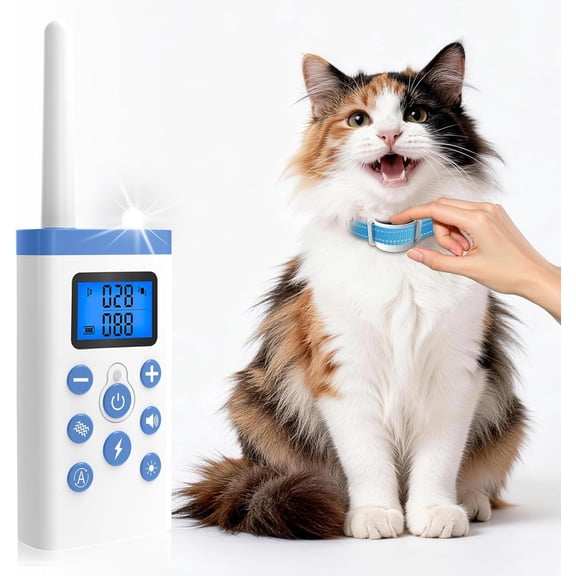 Cat Shock Collar with Remote, Lightweight Cat Training Collar for 5-30lbs Cats with 4 Modes, Auto Stop Meowing, Beep, Vibration, Shock, IP67 Waterproof, 3300Ft Long Range, Rechargeable