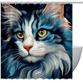 Cat Shower Curtain with Hooks, Polyester Fabric Shower Curtain