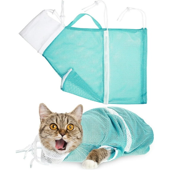 Cat Shower Net Bag Grooming Bathing Adjustable Washing Bag Multifunctional Cat Restraint Accessories Prevent Biting Scratching, Nail Trimming, Ears Clean, Keeping Calm