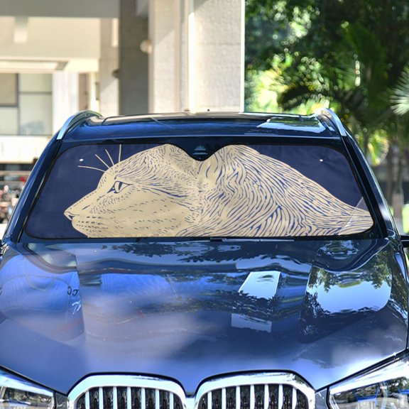 Cat Side Automotive Front Car Windshield Sun Shade Reflector Foldable for Front Fit for Cars Truck SUVs
