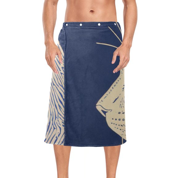 Cat Side Bath Towel Wrap for Man Adjustable Shower Wrap Button Closure Body Towel for Sauna Gym