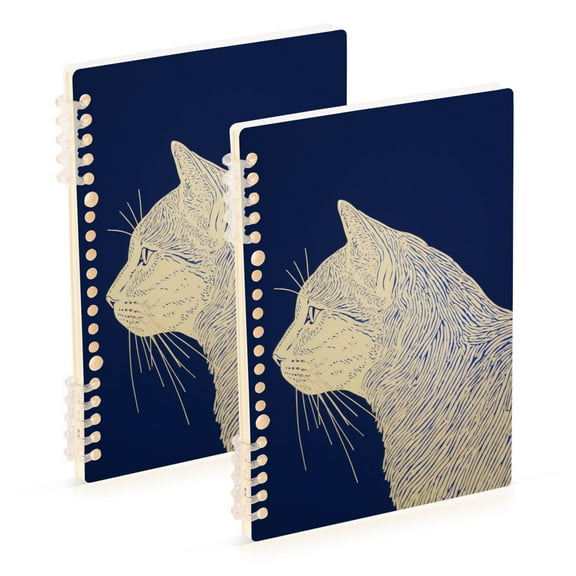 Cat Side Ring Binder Notebook Journey Note Diary College Ruled Spiral Notebook Study Loose Leaf Paper A5 60 Pages