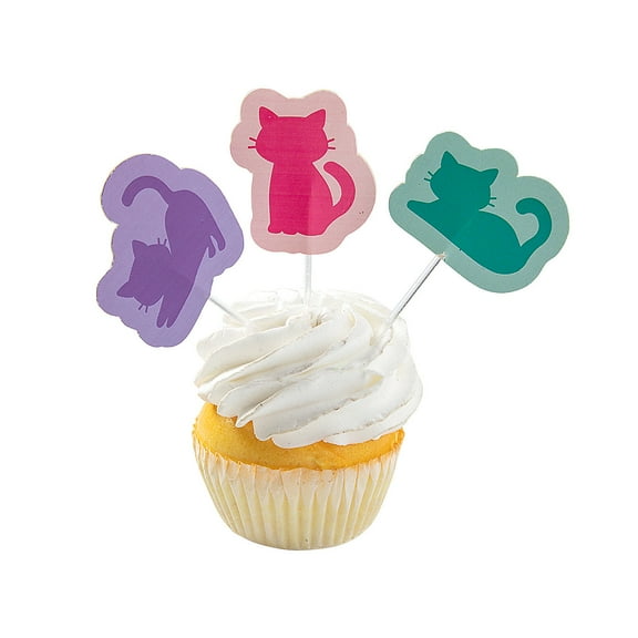 Cat Silhouette Cupcake Toppers - 100 Pieces