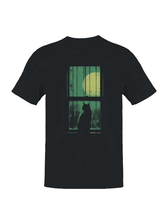 Cat Silhouette Full Moon Men's T-shirt