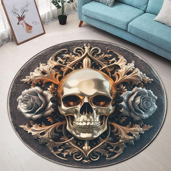 Cat Silhouette Round Area Rug, minimalist feline circle carpet for bedroom, hallway or living room, soft washable non-slip floor mat, stylish pet lover décor