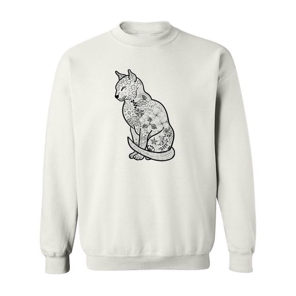 Cat Silhouette With Patterns  Sweatshirt Women -Image by Shutterstock, Female x-Large