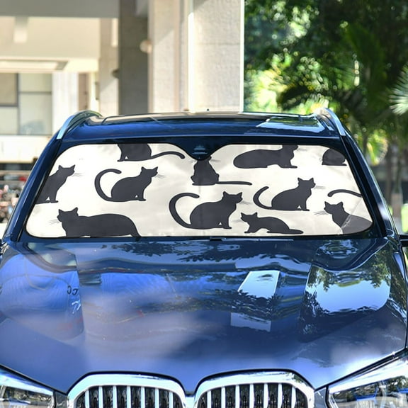 Cat Silhouettes Automotive Front Car Windshield Sun Shade Reflector Foldable for Front Fit for Cars Truck SUVs