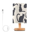 thumbnail image 1 of Cat Silhouettes Table Lamp USB Bedside Desk Nightstand Lamp Printed Gifts Small Lamp Wood Base for Bedroom Living Room Kids Room College Dorm, 1 of 7