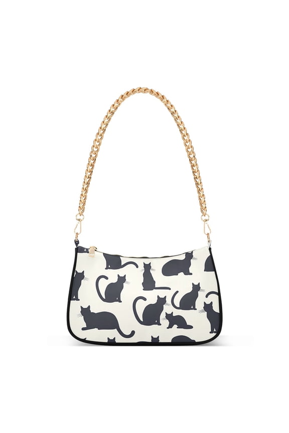 Cat SilhouettesWomen Small Shoulder Bag Crossbody Tote Hobo Bags Purse Clutch Handbags with Chain Strap for Women