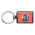 thumbnail image 1 of Cat Sipping Tea Metal Rectangle Keychain, 1 of 7