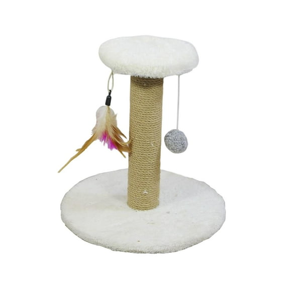 Cat Sisal Rope Scratcher Scratching Pole Protecting Your Furniture Climbing Interactive Toy Durable for Cats Kittens Supplies Round White