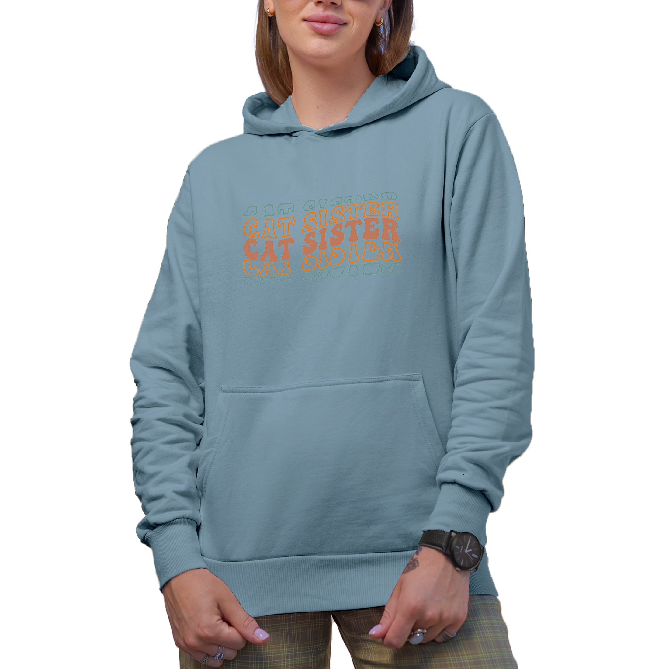 Cat Sister Name for Sisters of Cats Groovy Retro Wavy Text Merch