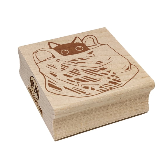 Cat Sitting In Plastic Bag Square Rubber Stamp Stamping Scrapbooking Crafting - Large 2.75in