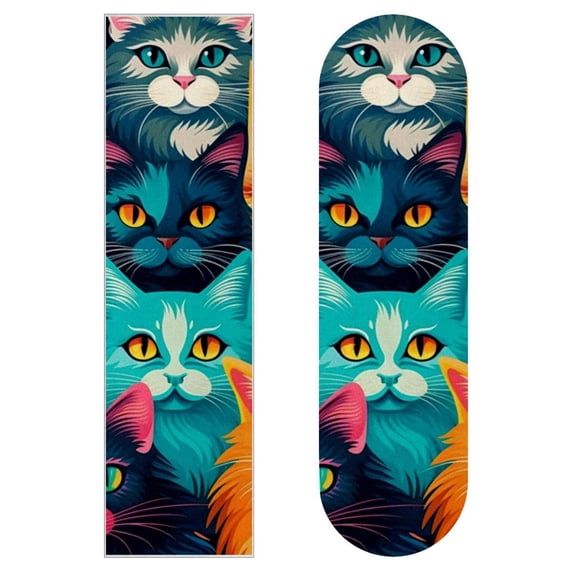 Cat Skateboard Grip Tape Stickers Pack of Two - Emery Surface PVC Backing 8.8x32.6in/22.4x83 cm