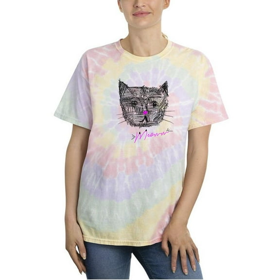Cat Sketch Meows Tie Dye Spiral Women -Image by Shutterstock, Female Large