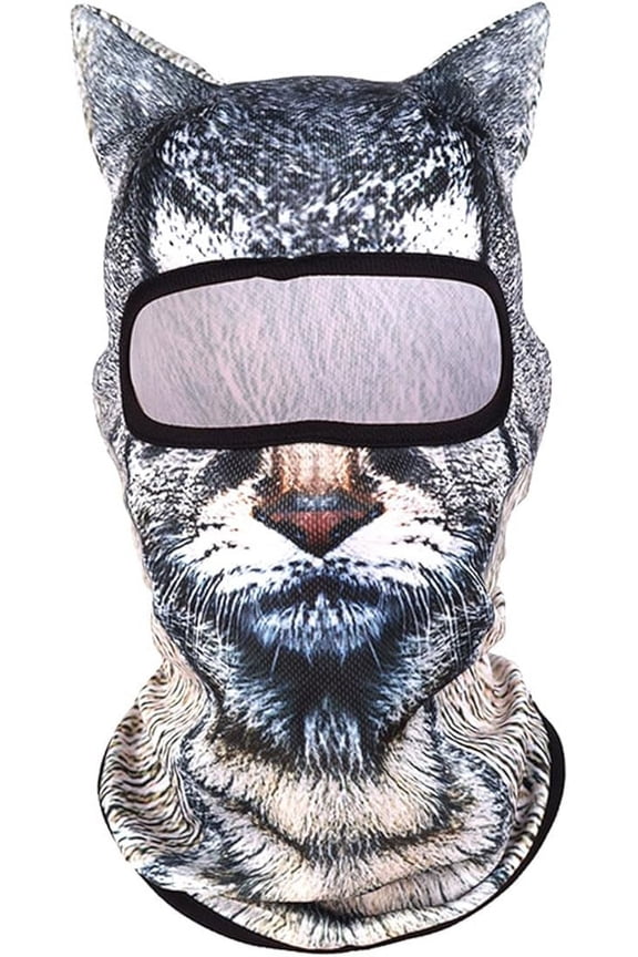 Cat Ski Mask, 3D Cat Ski Balaclava Sheisty Face Mask with Ears for Bar Ski Halloween Party Outdoor Activities(1pc)