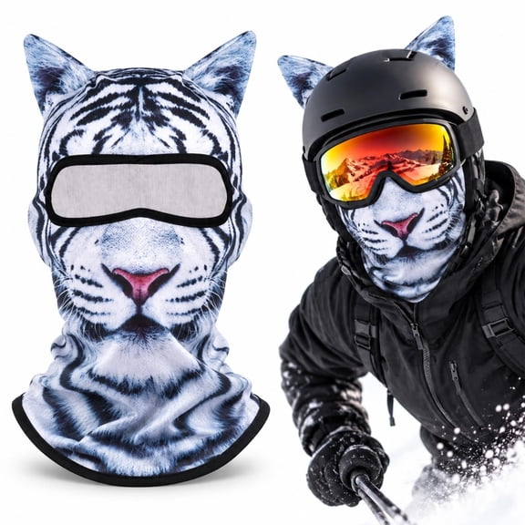 Cat Ski Mask Balaclava Face Sheisty with 3D Ears Funny Animal Mask for Men