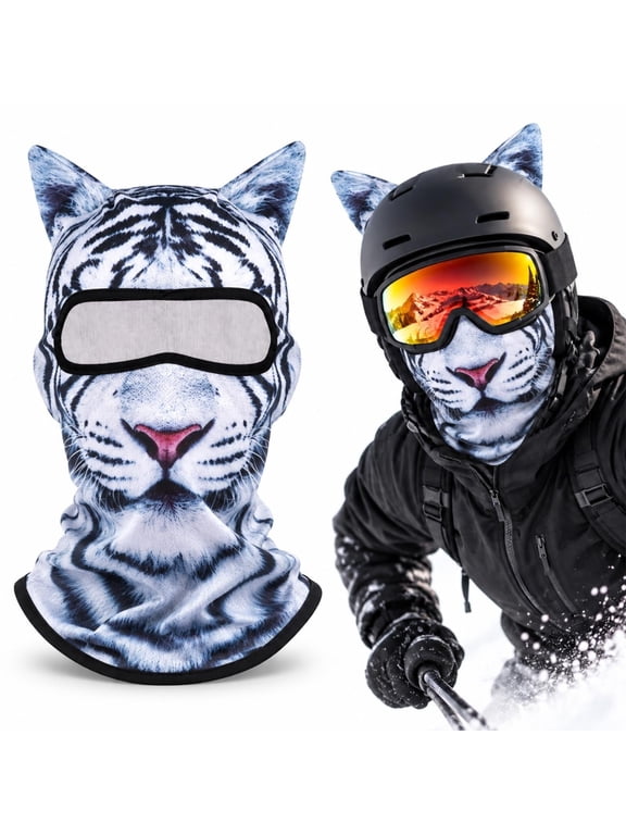 Cat Ski Mask Balaclava Face Sheisty with 3D Ears Funny Animal Mask for Men