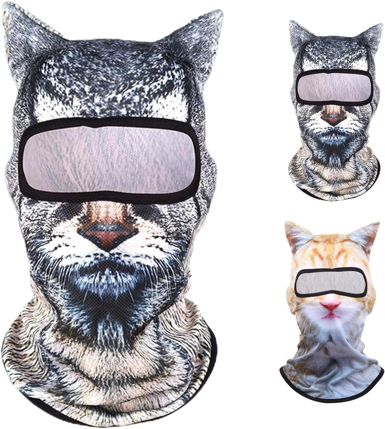 Cat Ski Mask Funny 3D Animal Printed Ski Balaclava Breathable Full