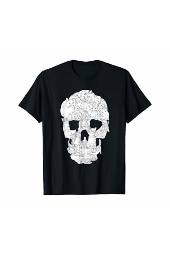 Cat Skull Funny Goth Punk Emo Graphic Gift Unisex S-5XL T-Shirt