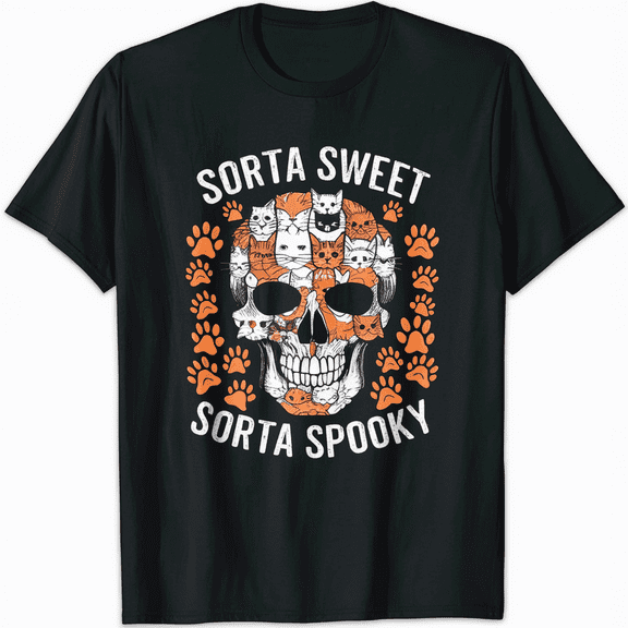 Cat Skull Halloween Costume T-Shirt