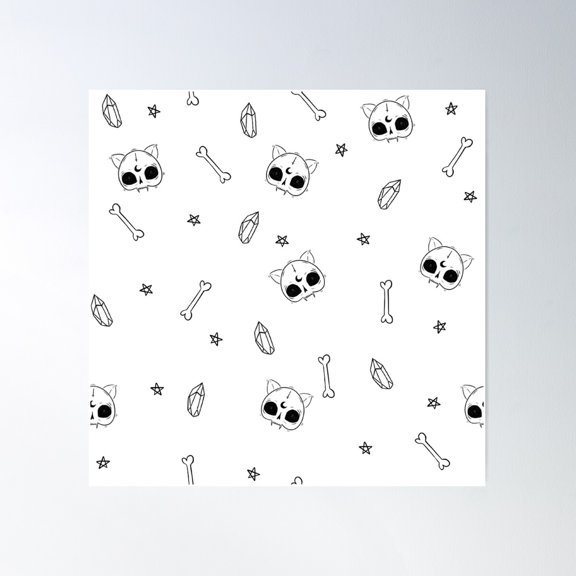 Cat Skull Pattern Poster Wall Art, Modern Wall Decor For Living Room Bedroom, 16x16 UNFRAMED
