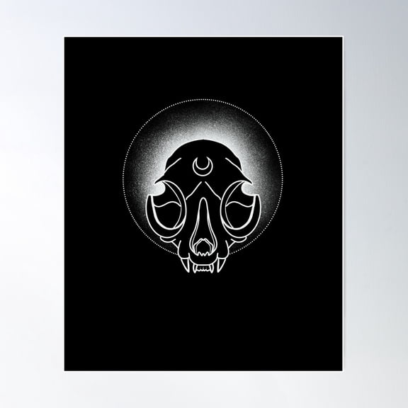 Cat Skull Poster Wall Art, Modern Wall Decor For Living Room Bedroom, 8x12 UNFRAMED