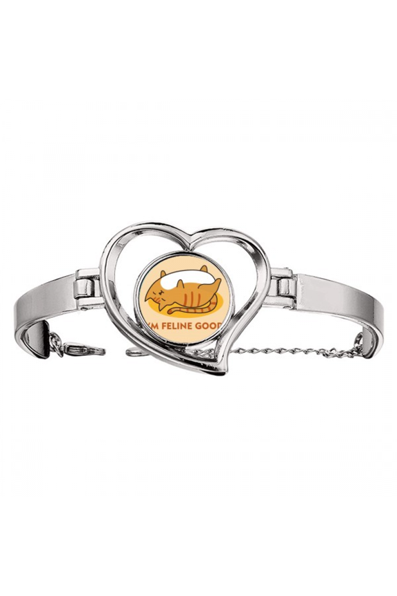 Cat Sleep Feeling Emotion Bracelet Heart Jewelry Wire Bangle