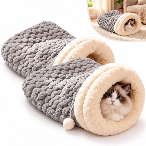 Cat Sleeping Bag, Cozy Plush Cat Cave Bed, for Indoor Cats and Small ...