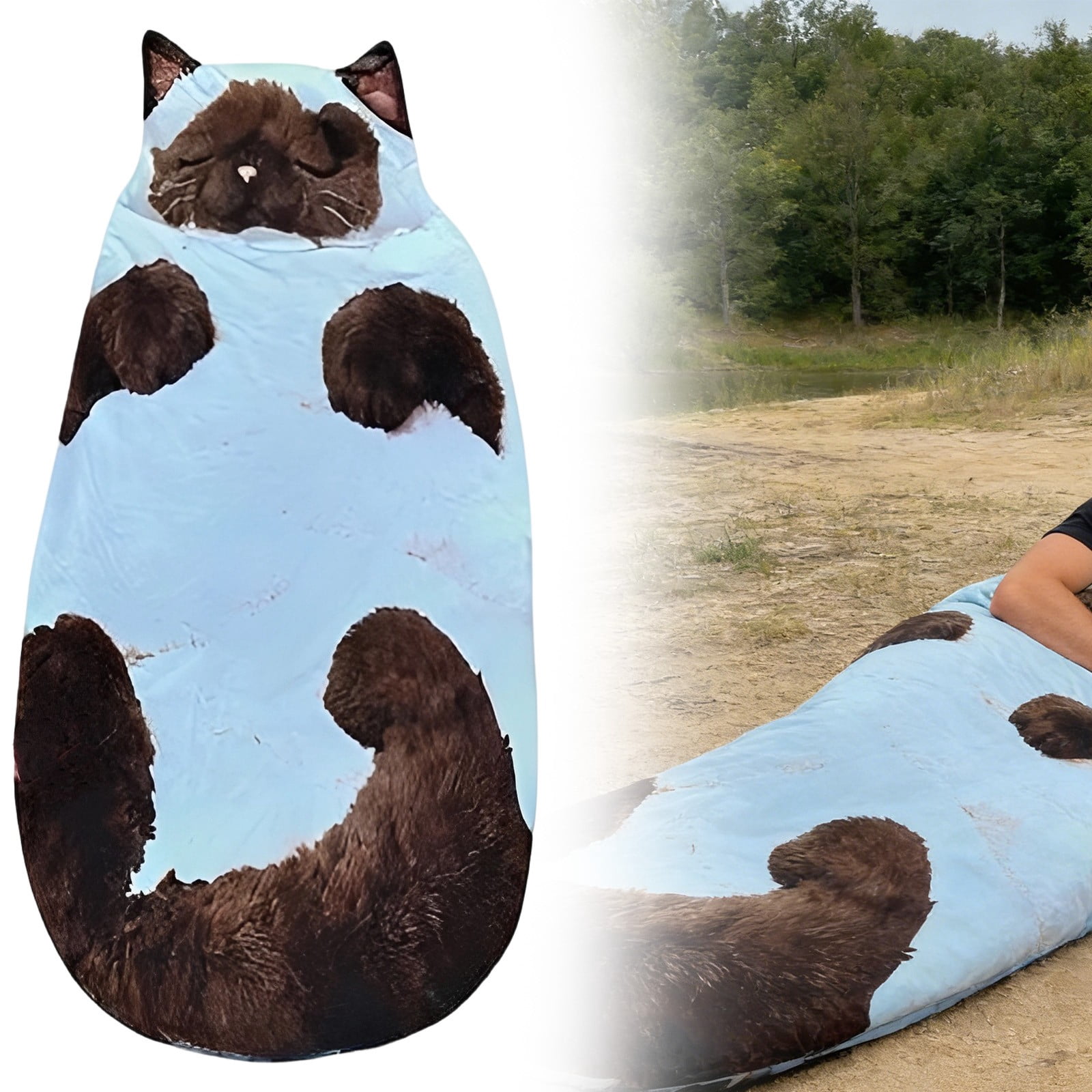Cat Sleeping Bag for Human,Adult Soft Sleeping Bag – Plush Cat Envelope Sleeping Bag for Camping,Sleepovers & Home Lounging,Washable Warm Blanket,68.9x31.5 Inch(B)