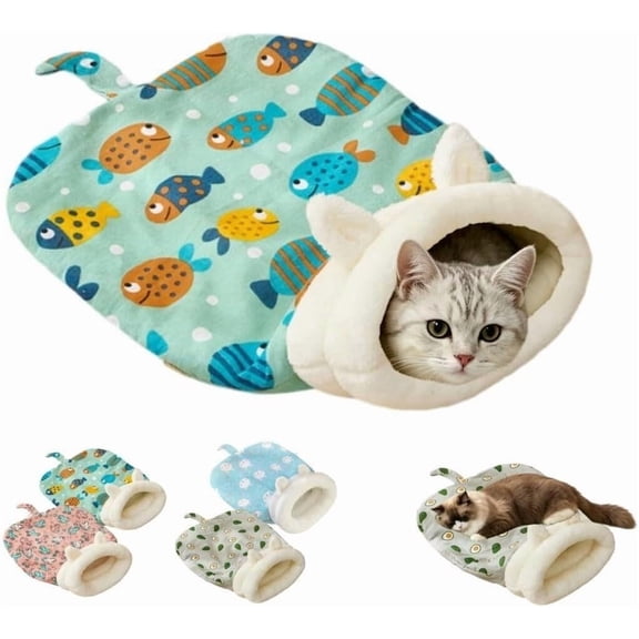 Cat Sleeping Bag for Indoor Cats, Cat Sleeping Bag, Pet Snuggle Sack Soft & Safe Cat Tunnel, Play Cozy Hideway, Plush Pet Cave Bed & Burrow Nest Portable Cat Bed for Indoor Cats Kitten Puppy
