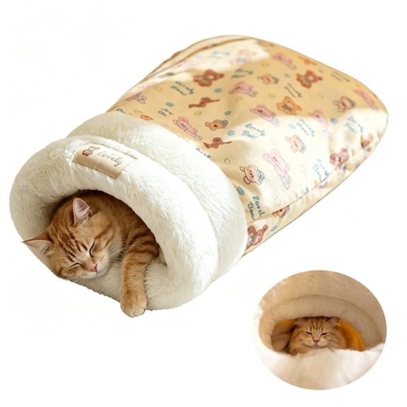 Cat Sleeping Bag for Indoor Cats, Pet Snuggle Sack for Sleeping Relax Play Plush Pet, Portable Cat Bed Cave Bed & Burrow Nest for Indoor Kitten Puppy Cats